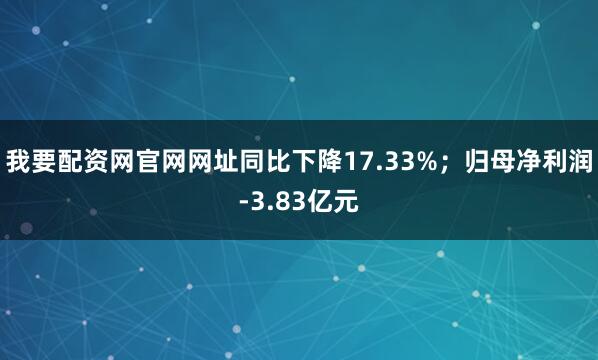 我要配资网官网网址同比下降17.33%；归母净利润-3.83亿元